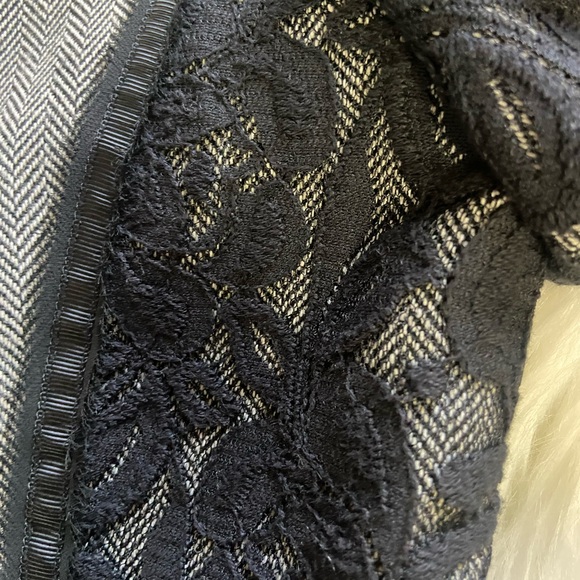 WHBM Sz 6 Elegant Black and Gray Herringbone Wool Blend Women's Jacket - Picture 10 of 16